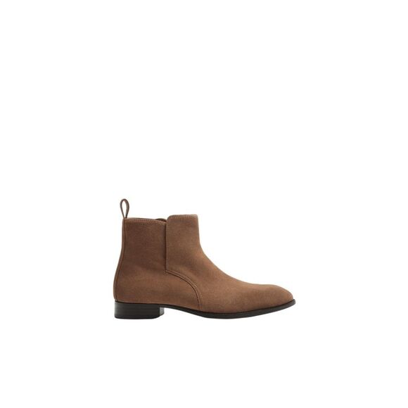 Zara Men's Brown Suede Leather Almond-Toe Low Heel Ankle Boots (NWT) - Picture 1 of 8